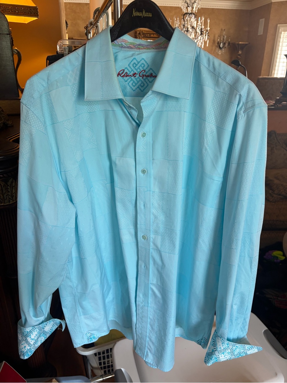 Robert Graham Men's Light Blue Button-Up Dress Shirt